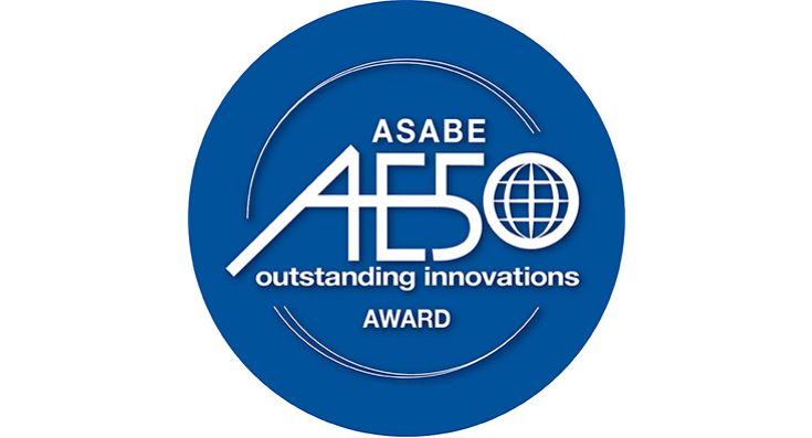 Logo der AE50 Awards verliehen von der ASABE