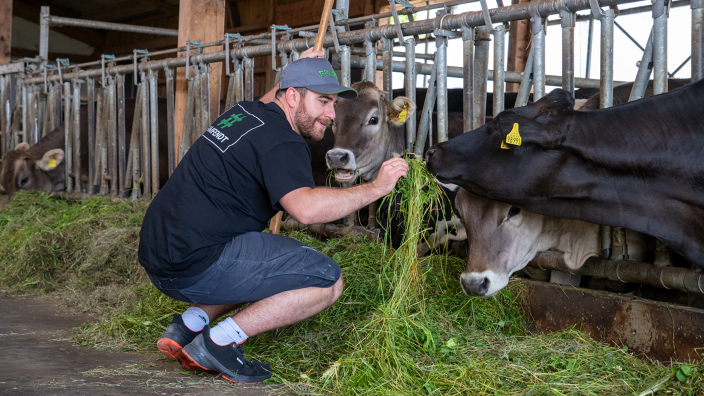 Futtervorlage im Milchviehstall beim Aktionstag #TEAMFENDT