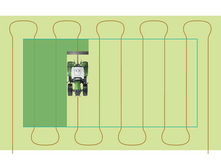 Graphic display of a tractor's turn.