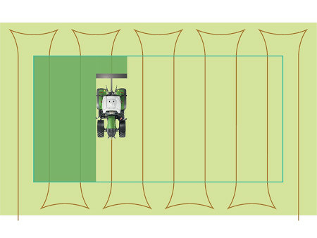 Graphic display of a tractor's Y-turn.