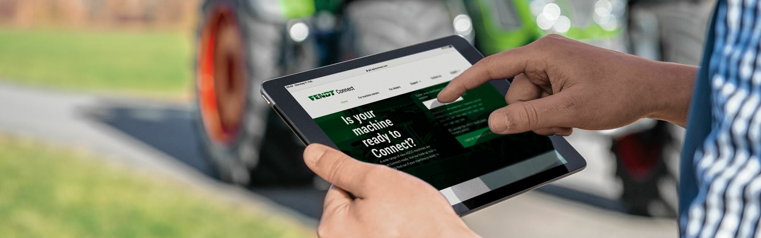 Close-up tablet view with the Fendt Connect application