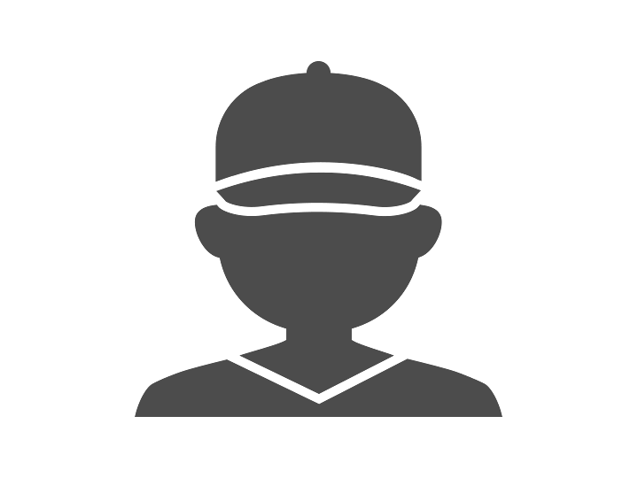 Ein dunkelgraues Symbol, das eine Person mit einer Mütze auf weißem Hintergrund darstellt.