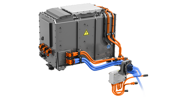 Ansicht einer e100 Vario Batterie mit DC Schnelllademöglichkeit