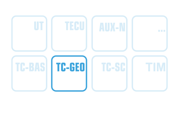 Hvidt-blåt ikon for Task Controller geo-baseret