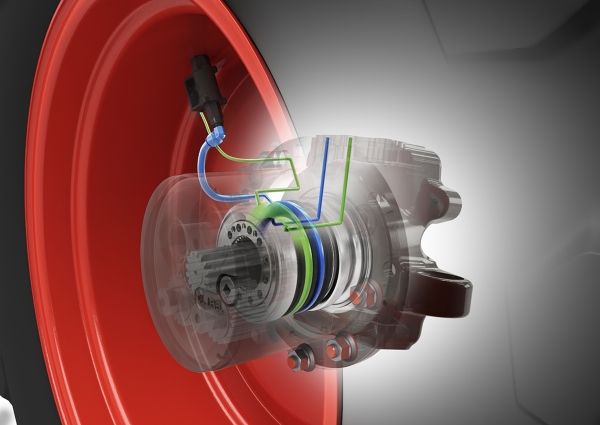 Primer plano del sistema de regulación de presión de los neumáticos de Fendt