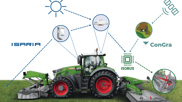 Esquema de un tractor Fendt para la preparación de cultivos adaptados