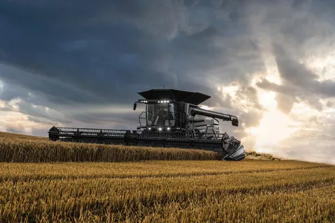 Combine harvester in use