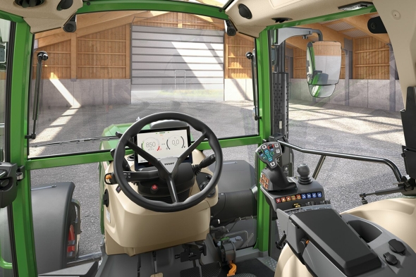 Fendt 200 Vario Power Setting 2 View from the driver's perspective