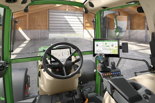 Fendt 200 Vario Profi+ Setting 1 View from the driver's perspective