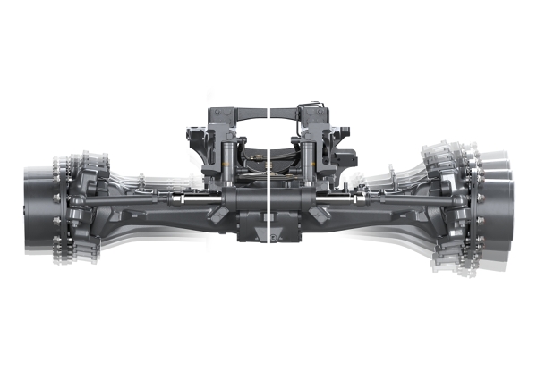 Illustration of how the front axle suspension oscillates