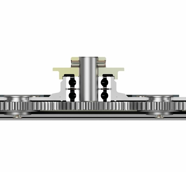 Detailed view of the spur gear beam dowel pin