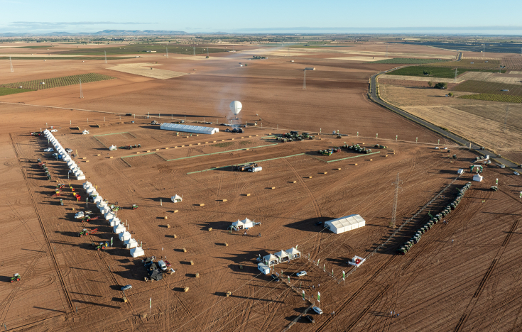 drone image shows the Fendtgüinos area with tentsin Spain 2024