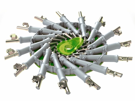 CGI of the tangentially arranged tine arms of the Fendt Former