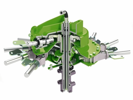 CGI of the rotor heads of the Fendt Former single-rotor rakes