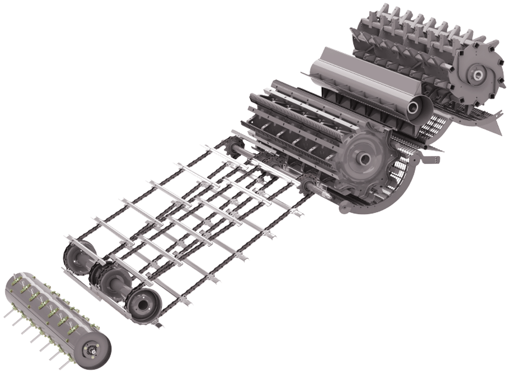 Power Feed Roller un Multi Crop Separator Plus ilustrācija