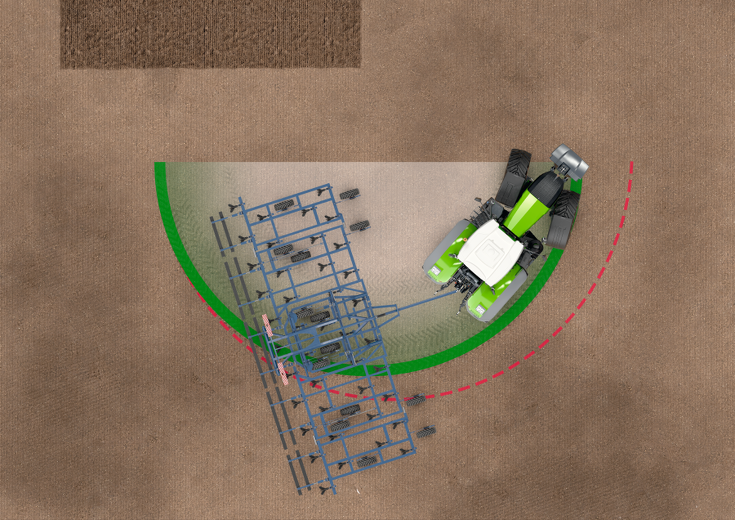 Fendt 900 Vario skats no putna lidojuma galda kārtas beigās