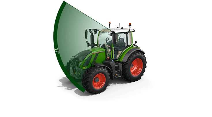 Skats ar Fendt 500 Vario VisioPlus kabīni.