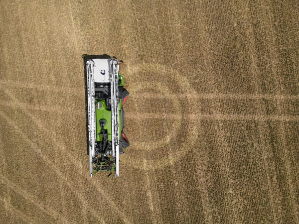 Fendt Rogator 600 Gen2 pagrieziena rādiusa skats no putna lidojuma laukā