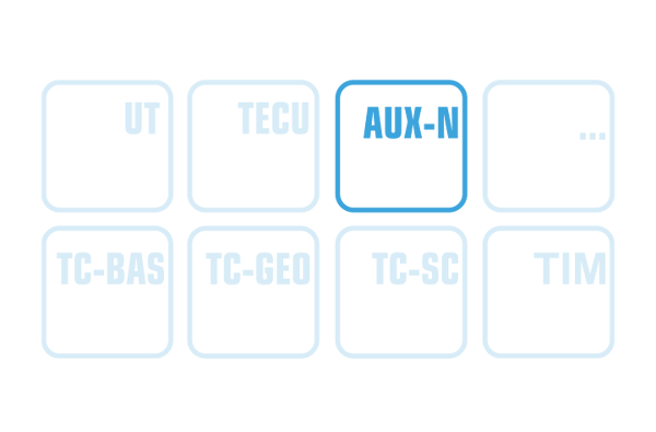 Het wit-blauwe pictogram voor Auxiliary Control