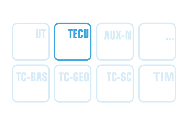 Het wit-blauwe pictogram voor Basic Tractor ECU