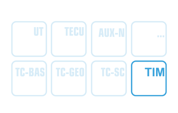 Het wit-blauwe pictogram voor TIM