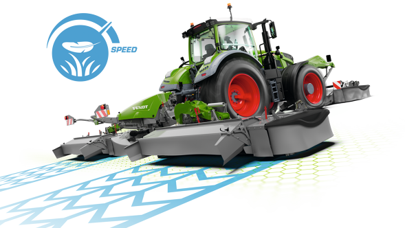 CGI Fendt Slicer front and rear mower.