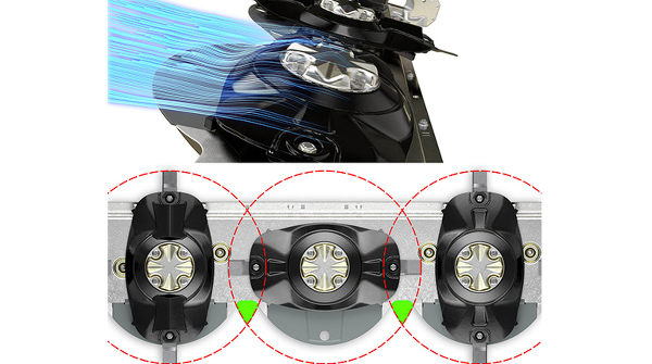 Detailed graphic representation of the mower discs from the side and from above