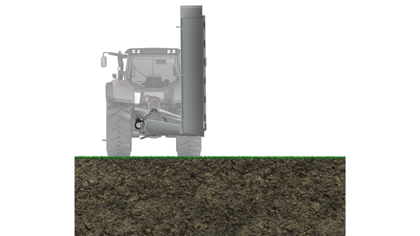 Graphic representation of the height-adjustable side cutterbar in transport position