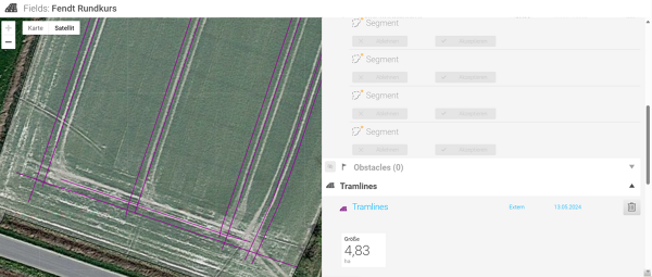 Section from the FendtONE view for creating waylines