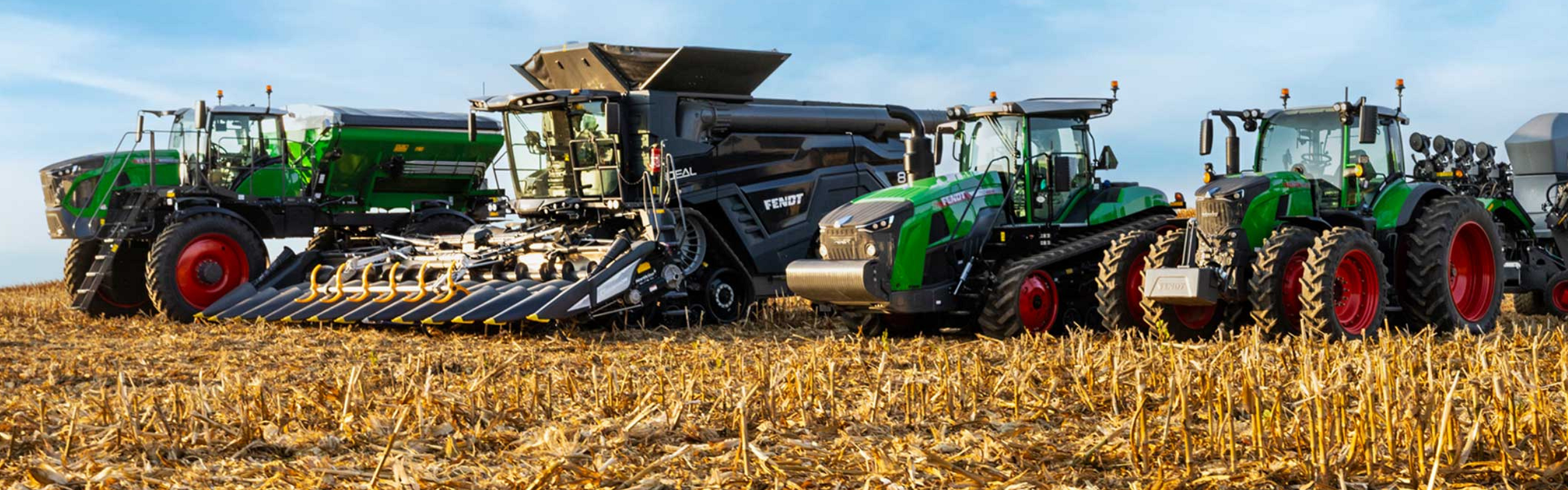 Four Fendt Machines in Corn Field