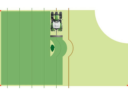 Graphic display of the Fendt Guide guidance system types Adaptive Curve